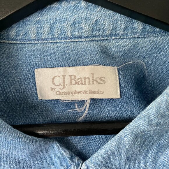 Vintage C.J. Banks Cute Winter Bears Embroidery 100% Cotton Blue Denim Shirt - Picture 3 of 14